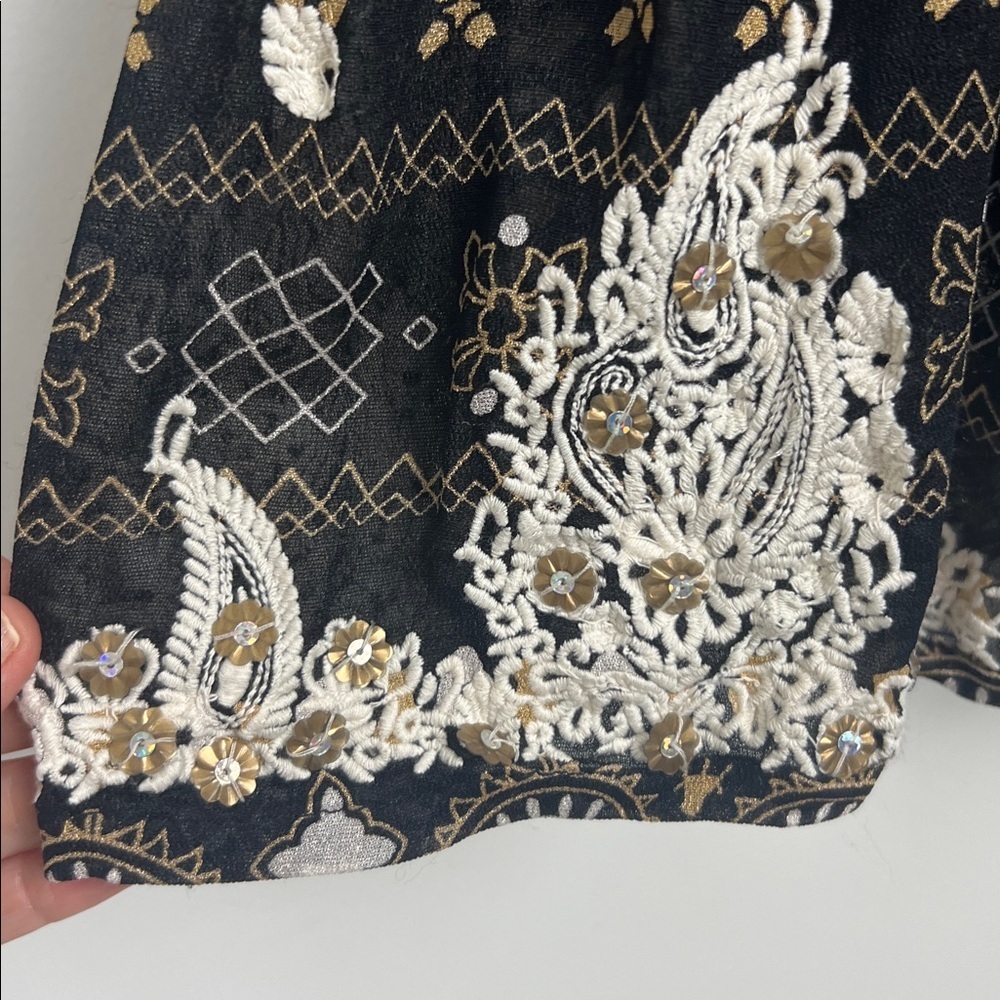 Anthropologie Muche Et Muchette Bohemian Beaded Embroidered Ruffle Gypsy Dress S - Picture 5 of 13